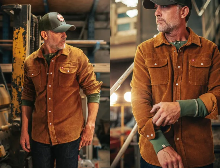 Men &SONS Tops>Sunday Shirt Corduroy Tan