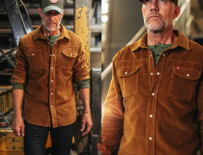 Men &SONS Tops>Sunday Shirt Corduroy Tan