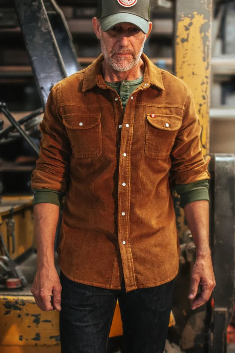 Men &SONS Tops>Sunday Shirt Corduroy Tan
