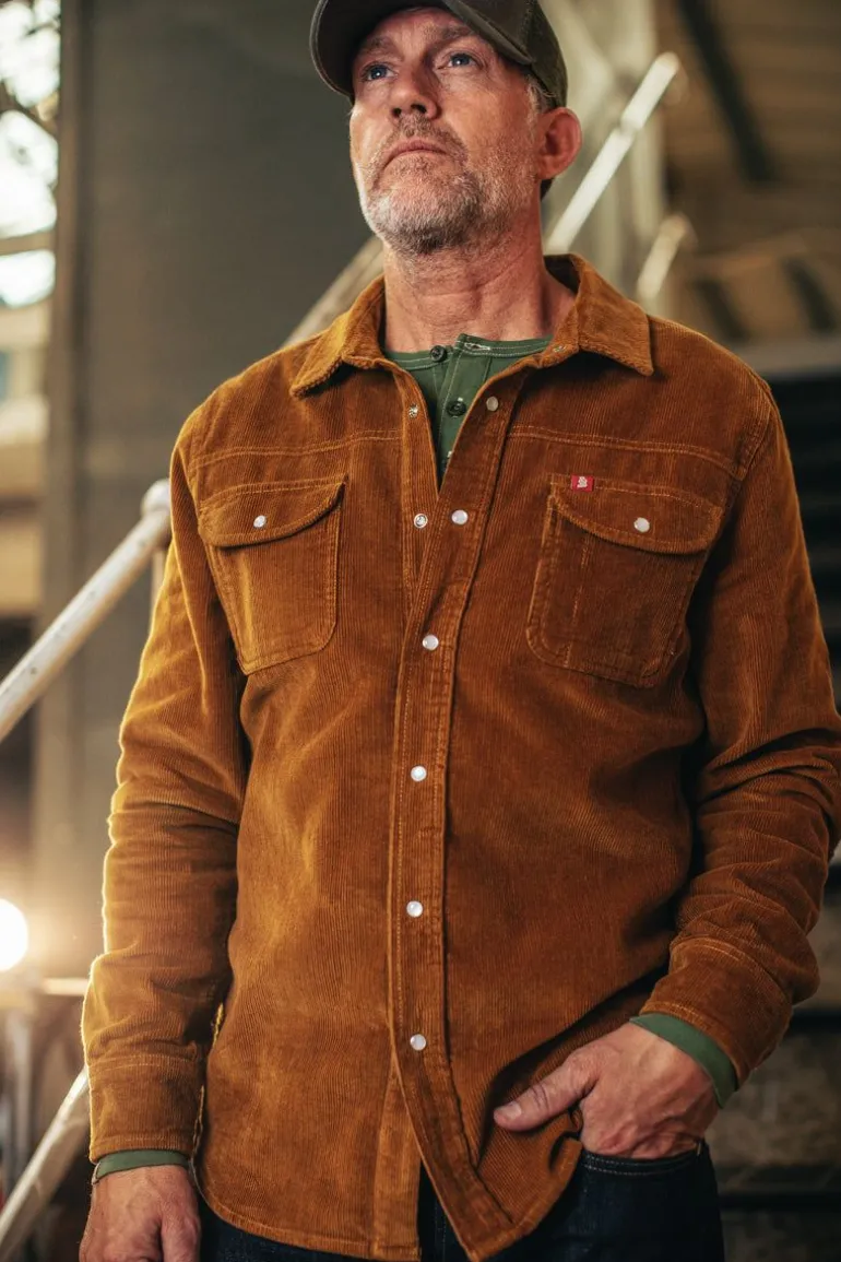 Men &SONS Tops>Sunday Shirt Corduroy Tan