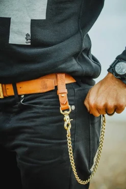 Men &SONS Leather Goods>Tan Leather Belt