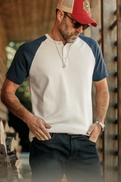 Men &SONS Tops>The Chariot Henley Shirt Raw/Indigo