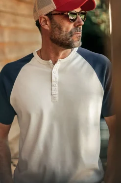 Men &SONS Tops>The Chariot Henley Shirt Raw/Indigo