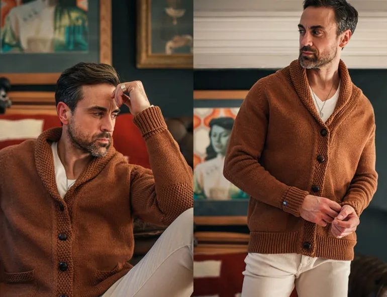 Men &SONS Jackets & Coats>Turner Cardigan Rust