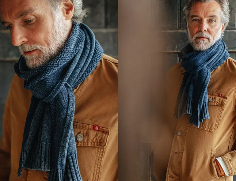 Men &SONS Scarves>Vale Scarf Indigo