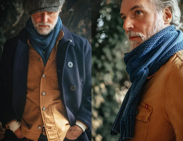 Men &SONS Scarves>Vale Scarf Indigo