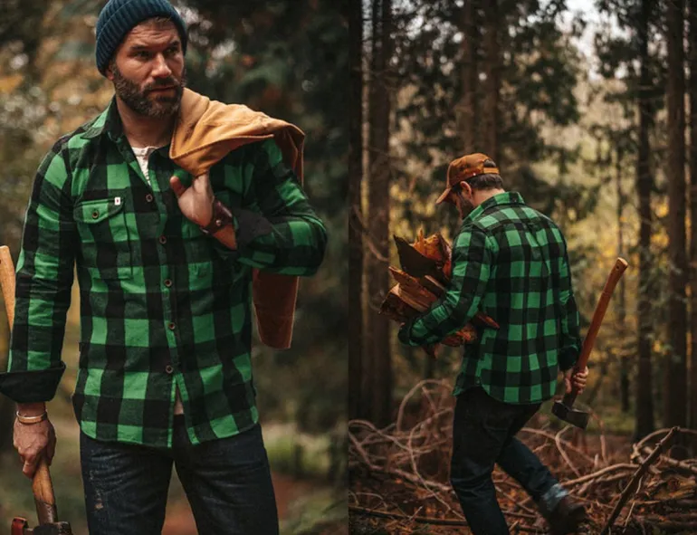 Men &SONS Jackets & Coats>Yukon Flannel Field Shirt Green