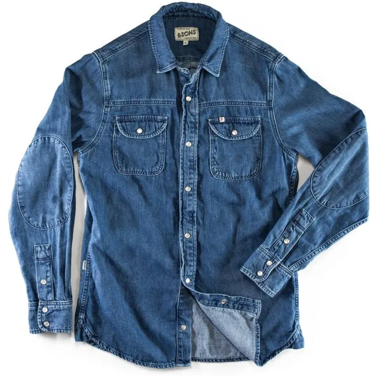 Men &SONS Tops>Sunday Shirt Light Denim