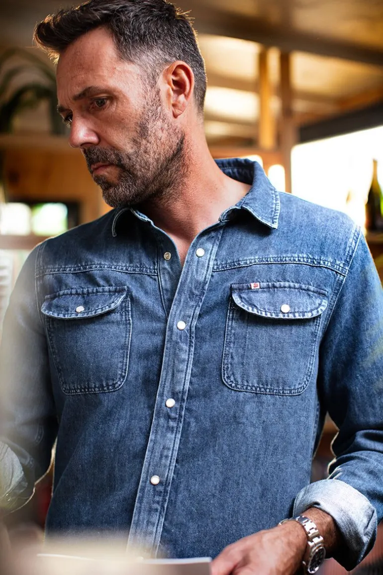 Men &SONS Tops>Sunday Shirt Light Denim