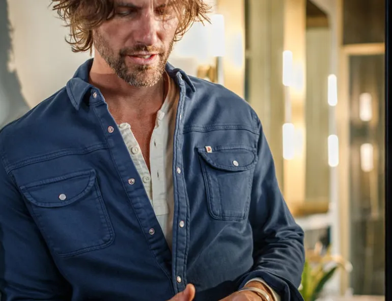 Men &SONS Tops>Sunday Shirt Utility Navy