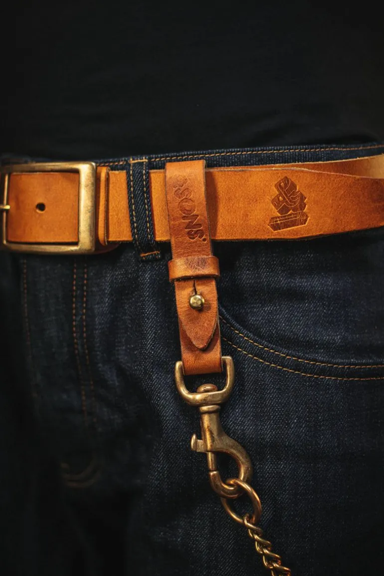 Men &SONS Leather Goods>Tan Leather Key Fob