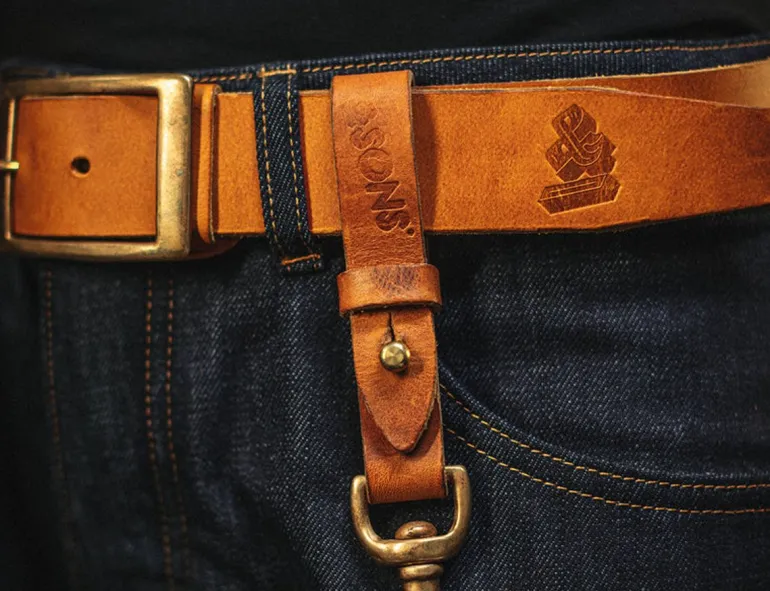 Men &SONS Leather Goods>Tan Leather Key Fob
