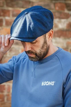 Men &SONS Knitwear>The London Baker Boy Hat- Blue Indigo