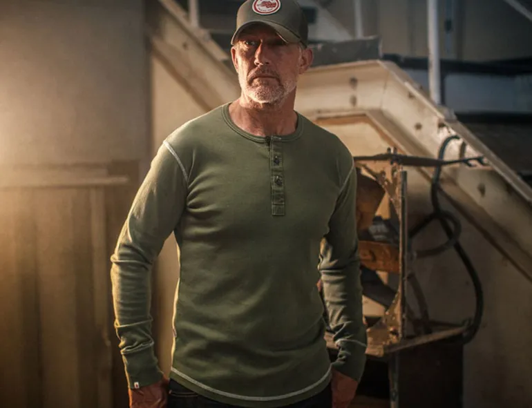 Men &SONS Tops>The New Elder Henley Shirt Army Green