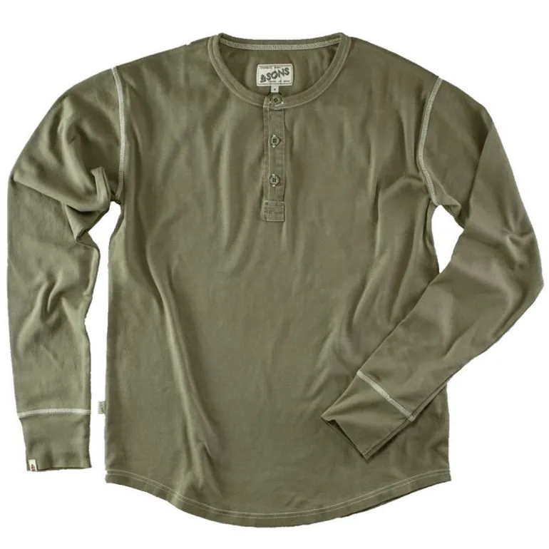 Men &SONS Tops>The New Elder Henley Shirt Army Green