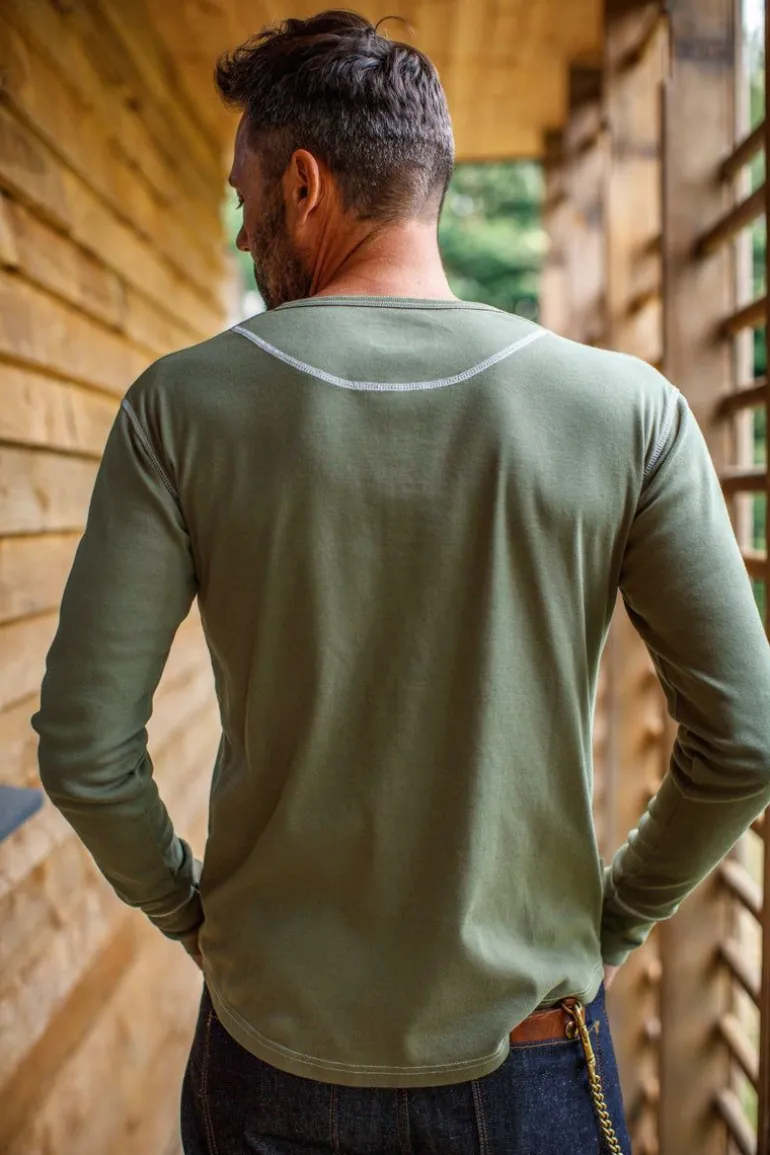 Men &SONS Tops>The New Elder Henley Shirt Army Green