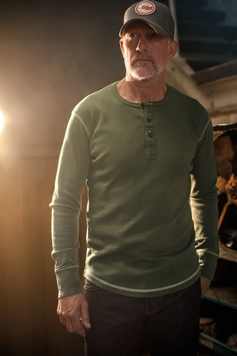 Men &SONS Tops>The New Elder Henley Shirt Army Green