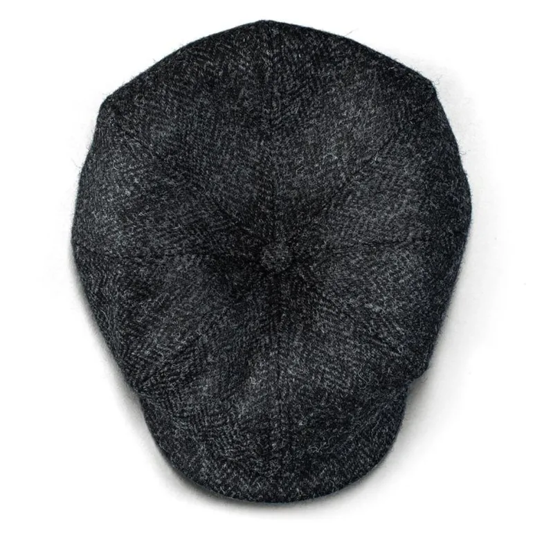Men &SONS Knitwear>Thompson Baker Boy Hat- Black Herringbone