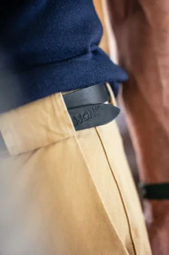 Men &SONS Leather Goods>Virgil Thin Black Leather Belt