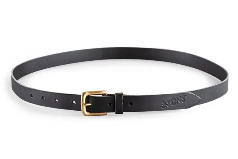 Men &SONS Leather Goods>Virgil Thin Black Leather Belt