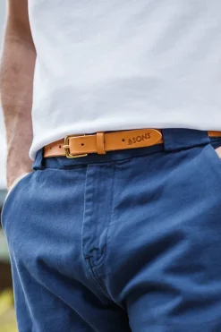 Men &SONS Leather Goods>Virgil Thin Tan Leather Belt