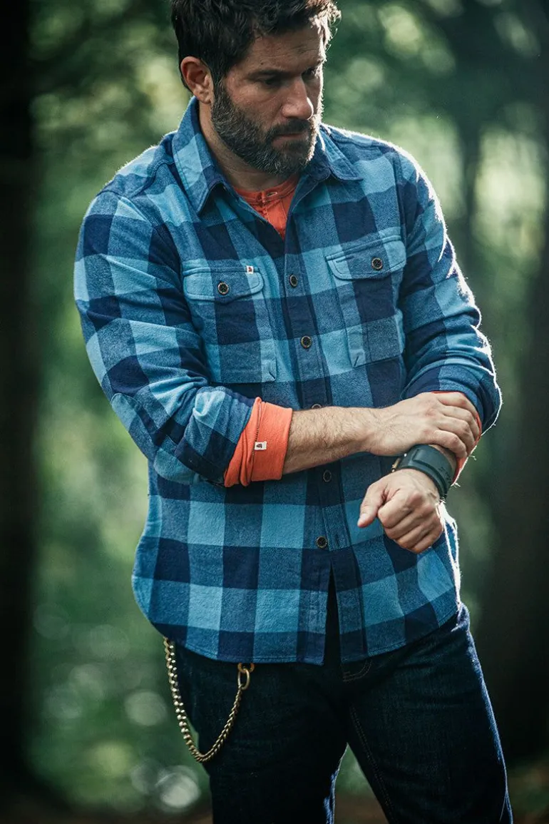 Men &SONS Jackets & Coats>Yukon Flannel Field Shirt Blue