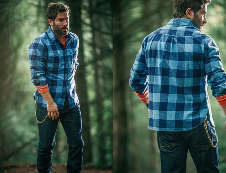 Men &SONS Jackets & Coats>Yukon Flannel Field Shirt Blue