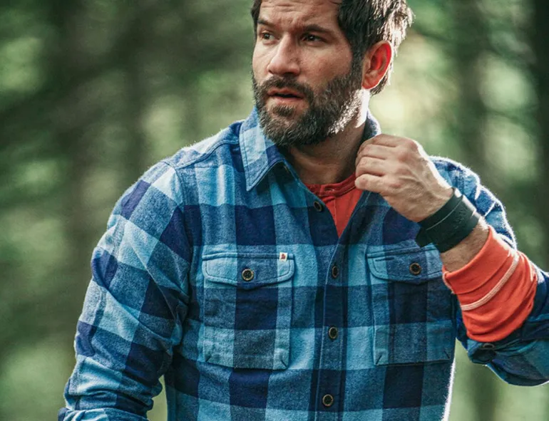 Men &SONS Jackets & Coats>Yukon Flannel Field Shirt Blue